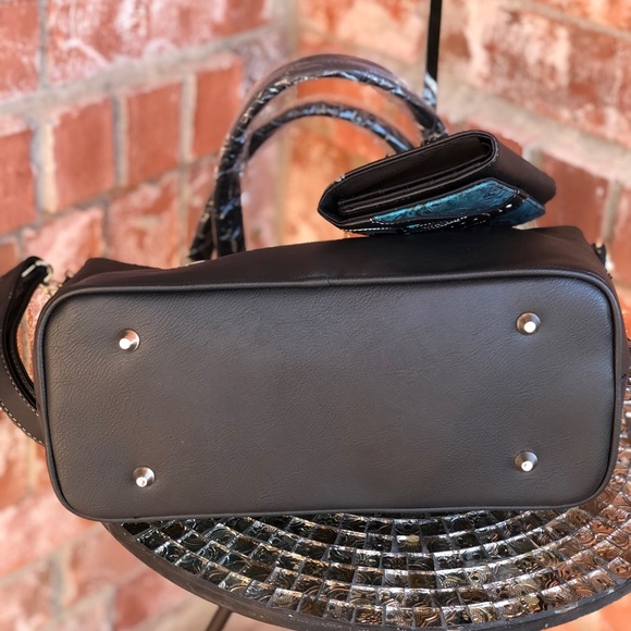 American Bling Handbag+ Wallet Black Blue - Picture 4 of 8